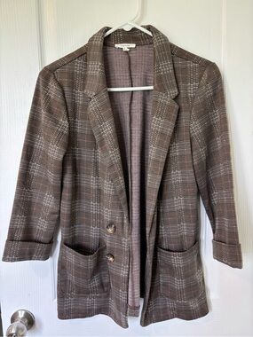 Maurices Brown Plaid Notched Blazer